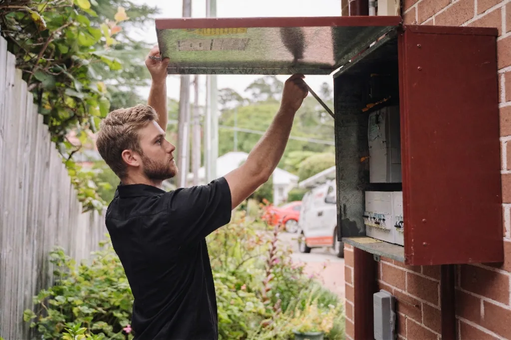 Electrician installing downlights in a Glenwood home
